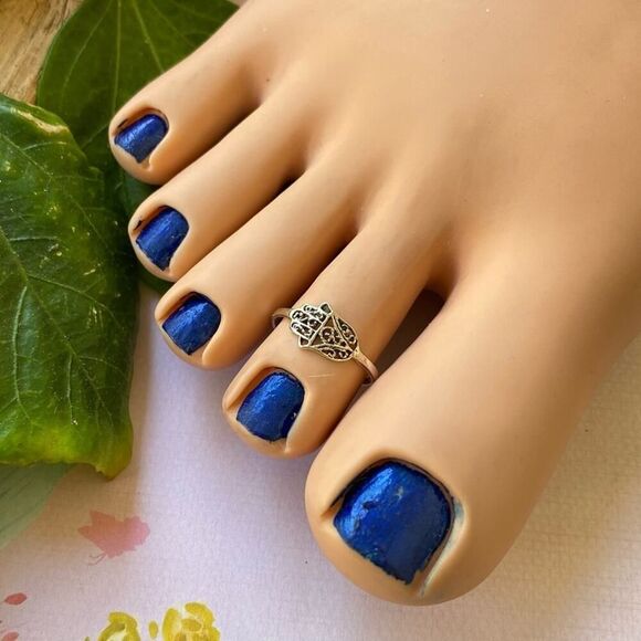 Hand Of Fatima Sterling Silver Toe Ring - Picture 1 of 3